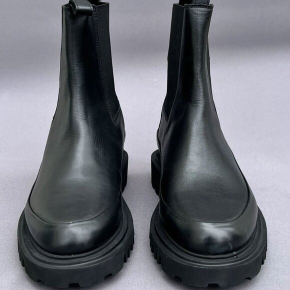 NEW AllSaints Harlee Lug Sole Chelsea Boots — Black Leather - Picture 3 of 12